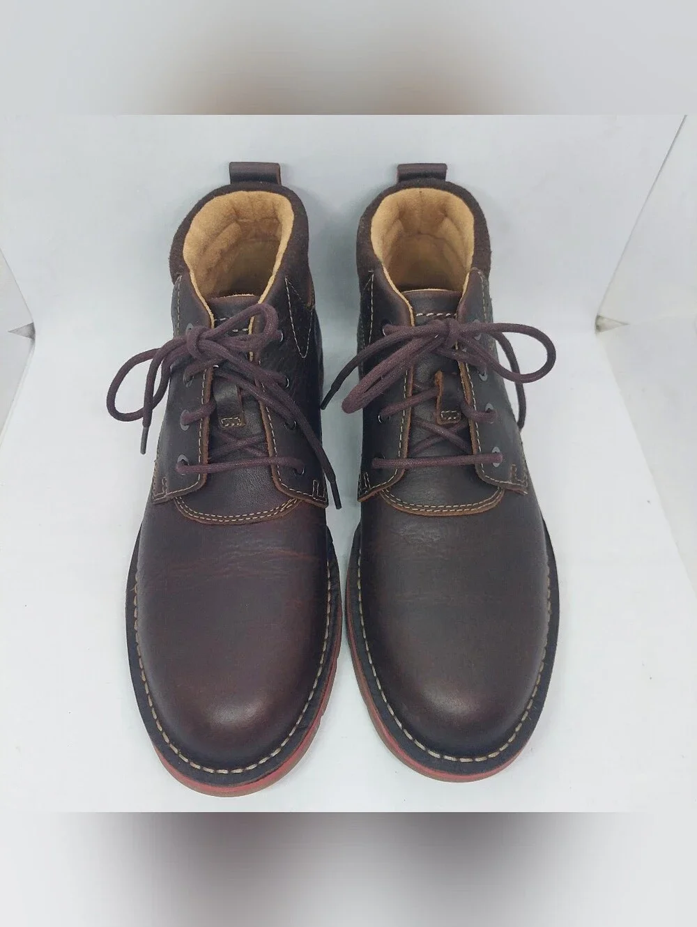 Clarks Varick Hill Boots Mens Size 8.5M Dark Brown Tumbled Leather Casual Shoes